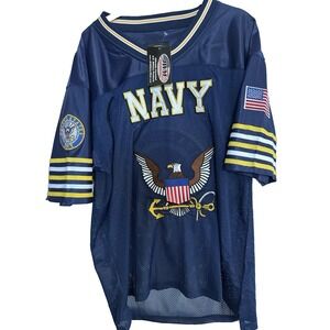 JWM US Navy Football Jersey Mens Medium Blue Embroidered Mesh Official Licensed